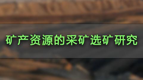 矿产资源的采矿选矿研究教学计划 